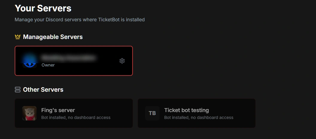 Dashboard server list