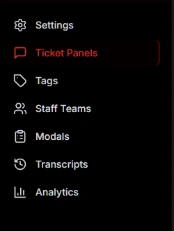 Dashboard sidebar ticket panel